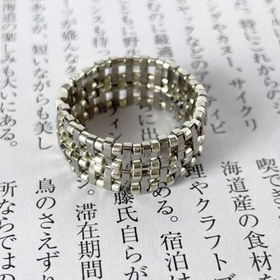 Glasperlen-Ring Koyasan silber - handgefertigt, japanische Miyuki Glasperlen Palladium