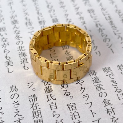 Glasperlen-Ring Nara gold - handgefertigt, japanische Miyuki Glasperlen 24kt vergoldet