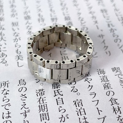 Glasperlen-Ring Nara silber - handgefertigt, japanische Miyuki Glasperlen Palladium