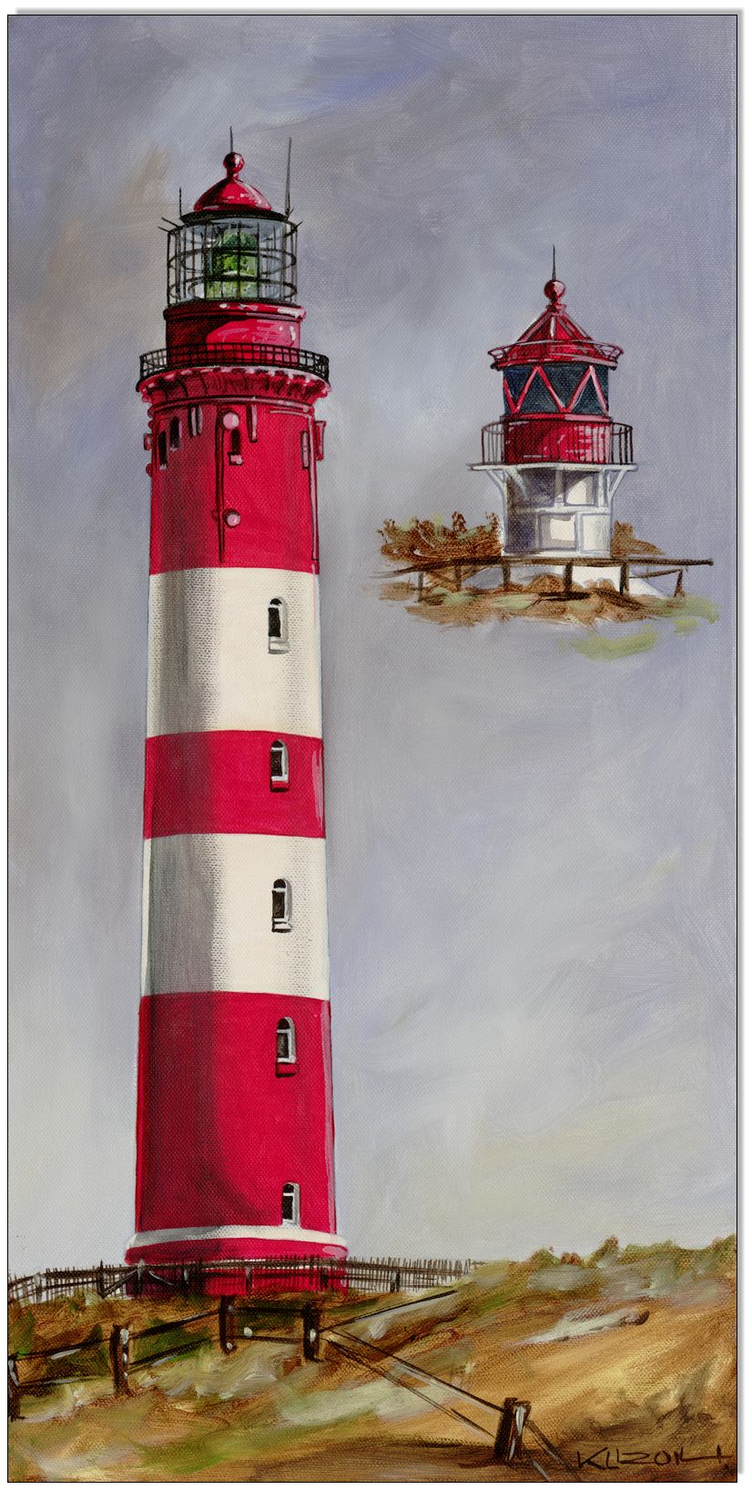 Amrumer Leuchtturm mit Quermarkenfeuer - 30 x 60 cm