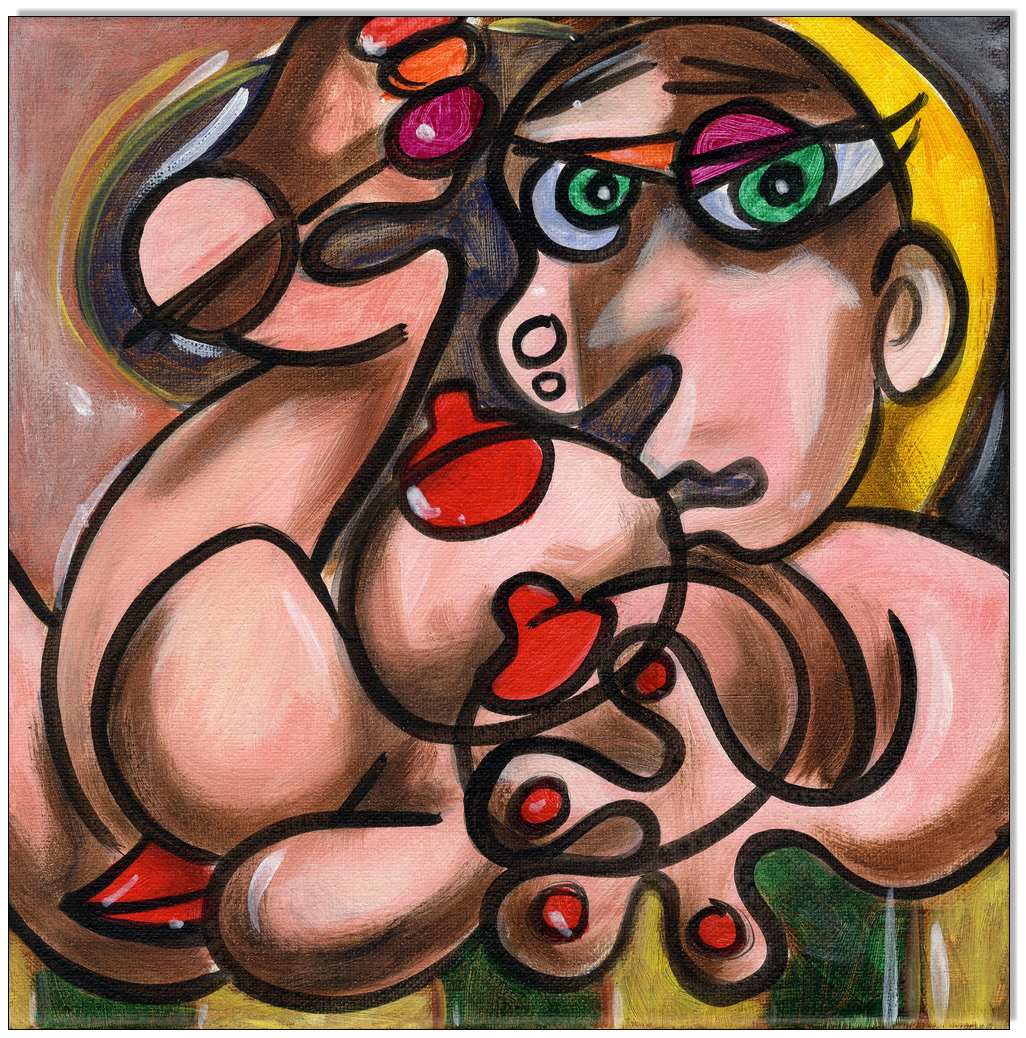 Picasso Style Erotic Art - 20 x 20 cm