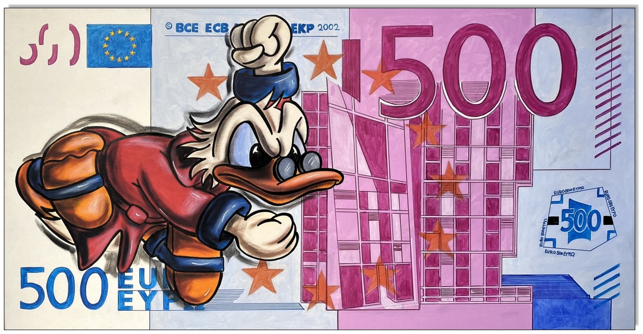 Dagobert Duck 500 EURO Bill - 59 x 115 cm