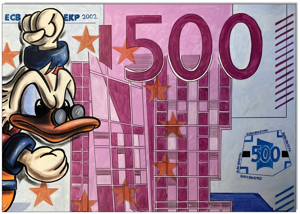 Dagobert Duck 500 EURO Bill - 59 x 115 cm 3