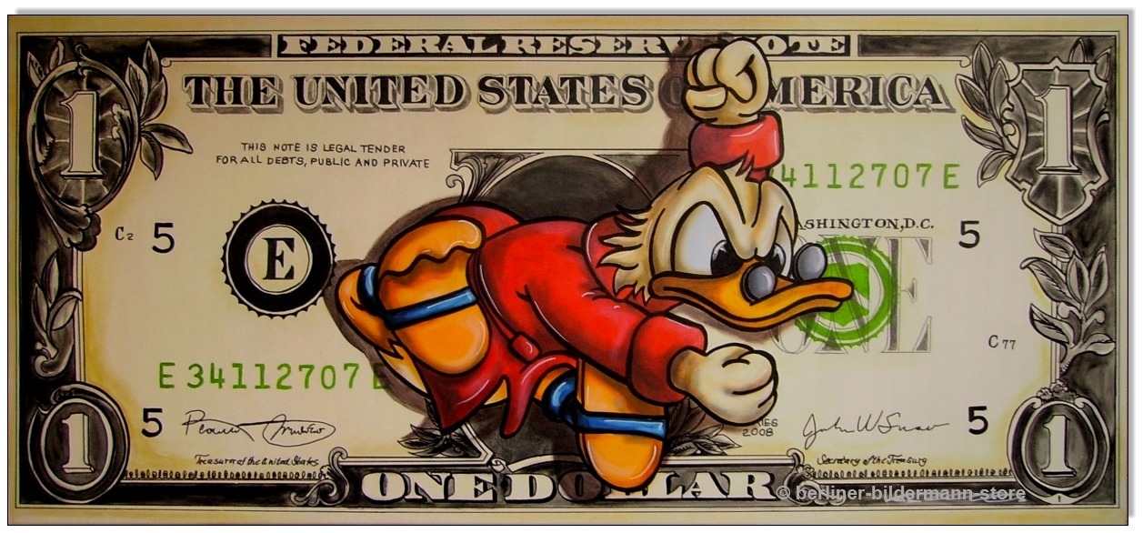 Dagobert Dollar I: Dagobert Duck One Dollar Bill - 50 x 119 cm