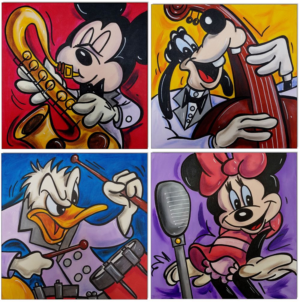 Mickeys Jazz Band - 4 Bilder 30 x 30 cm