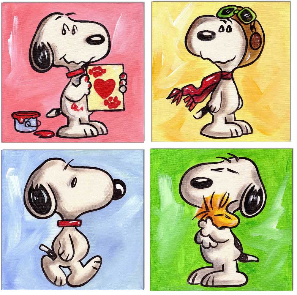 PEANUTS Snoopy - 4 Bilder 20 x 20 cm