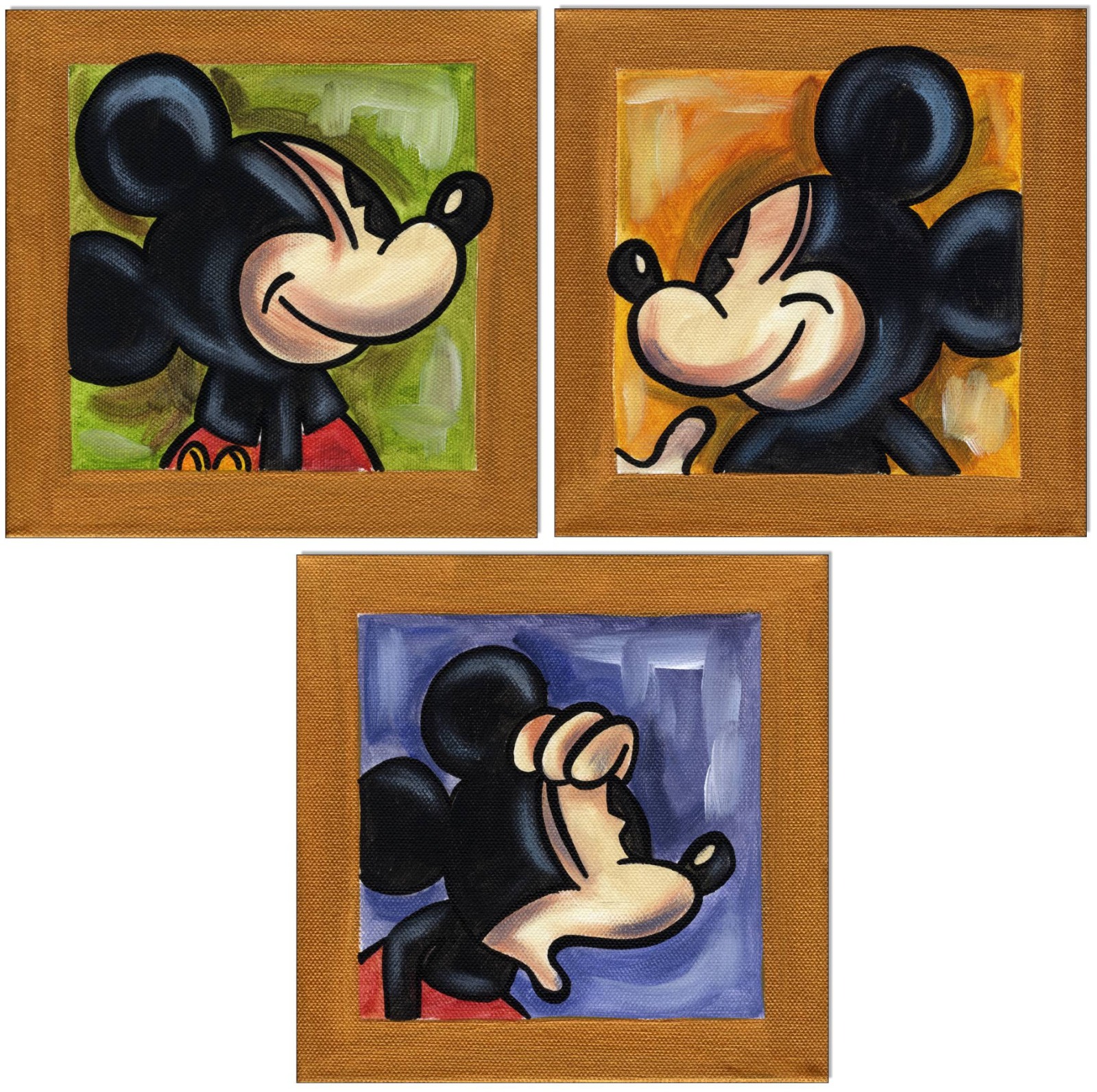 Mickey Mouse - 3 Bilder 20 x 20 cm
