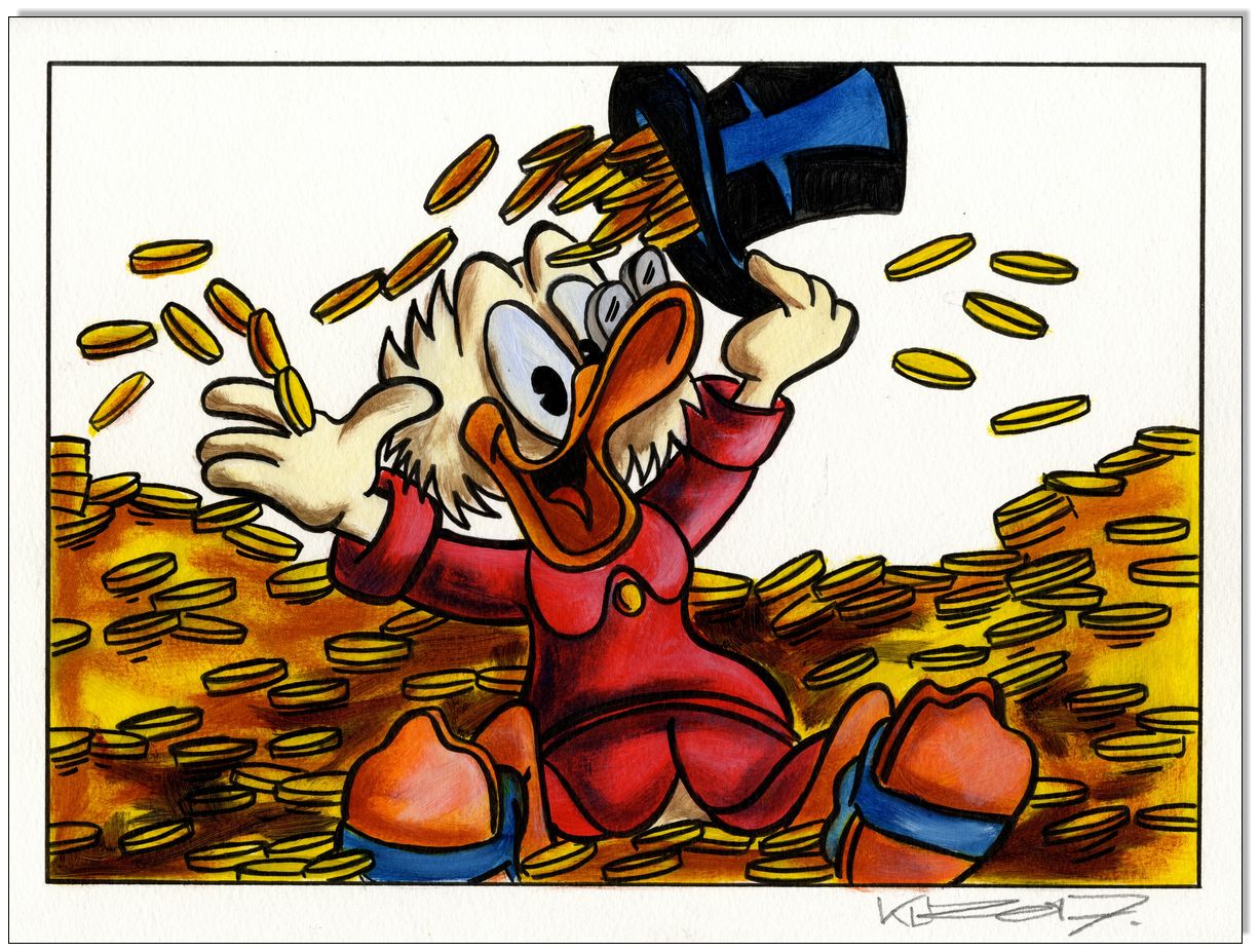 Dagobert Duck: Scrooges Coin shower III - 30 x 40 cm