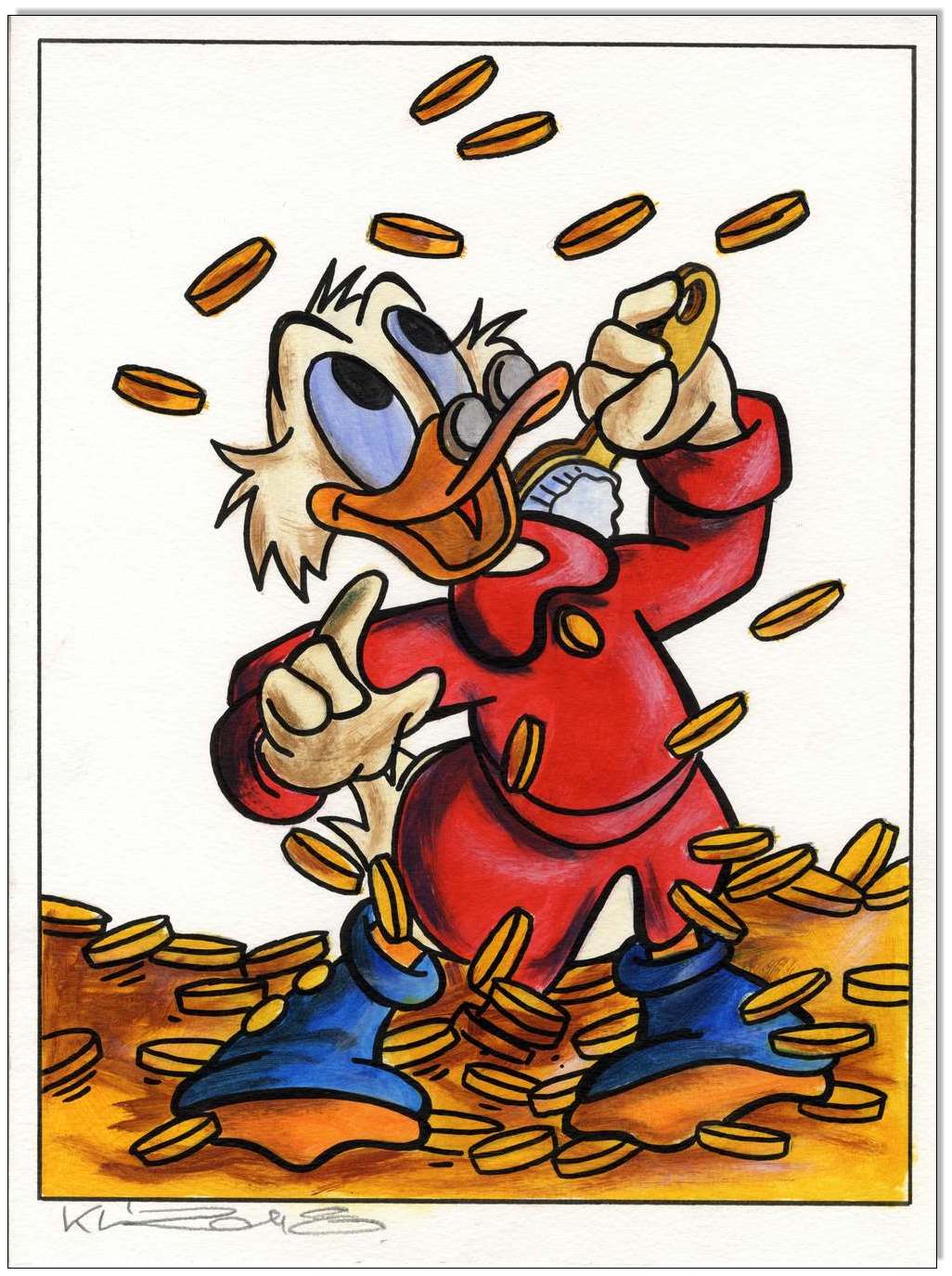 Dagobert Duck: Scrooges Coin shower IV - 30 x 40 cm