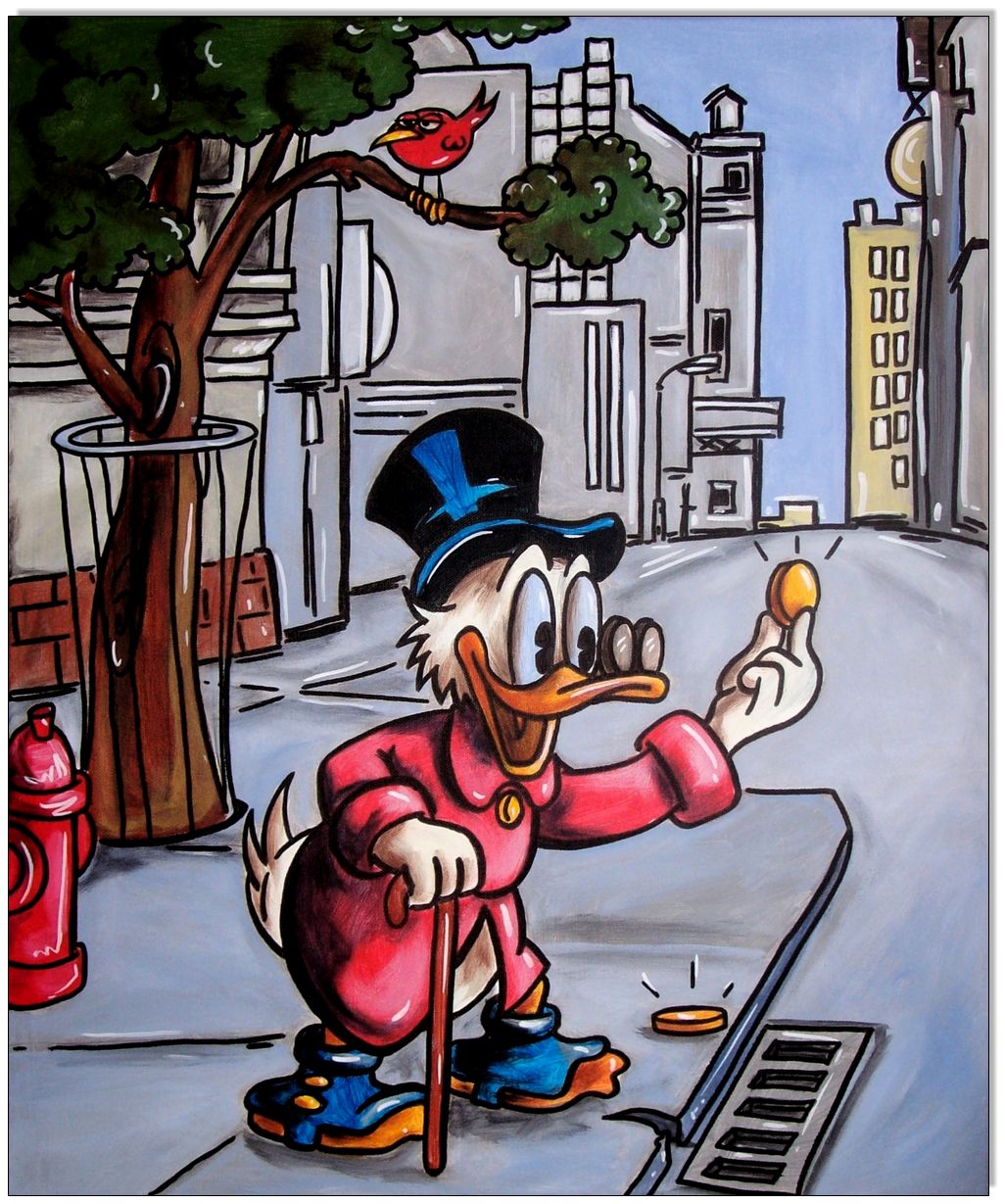 Dagobert Duck: Scrooge finds a coin - 50 x 60 cm