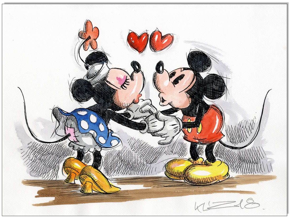 Mickey &amp; Minnie in Love I - 24 x 32 cm