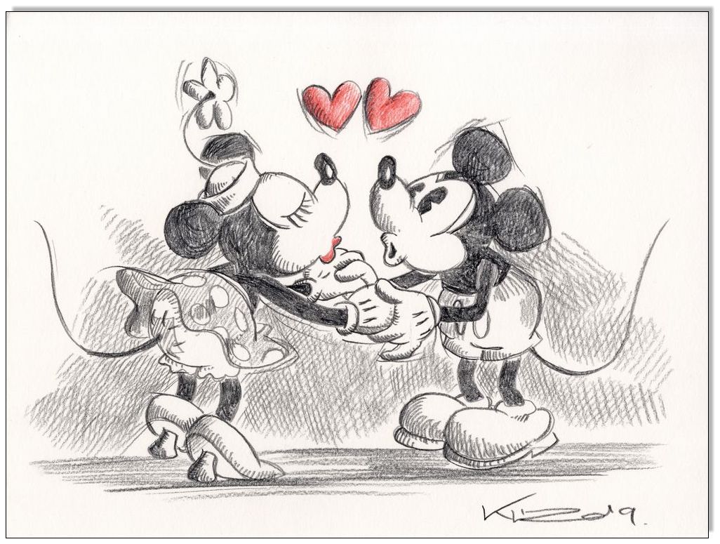 Mickey &amp; Minnie in love - 24 x 32 cm