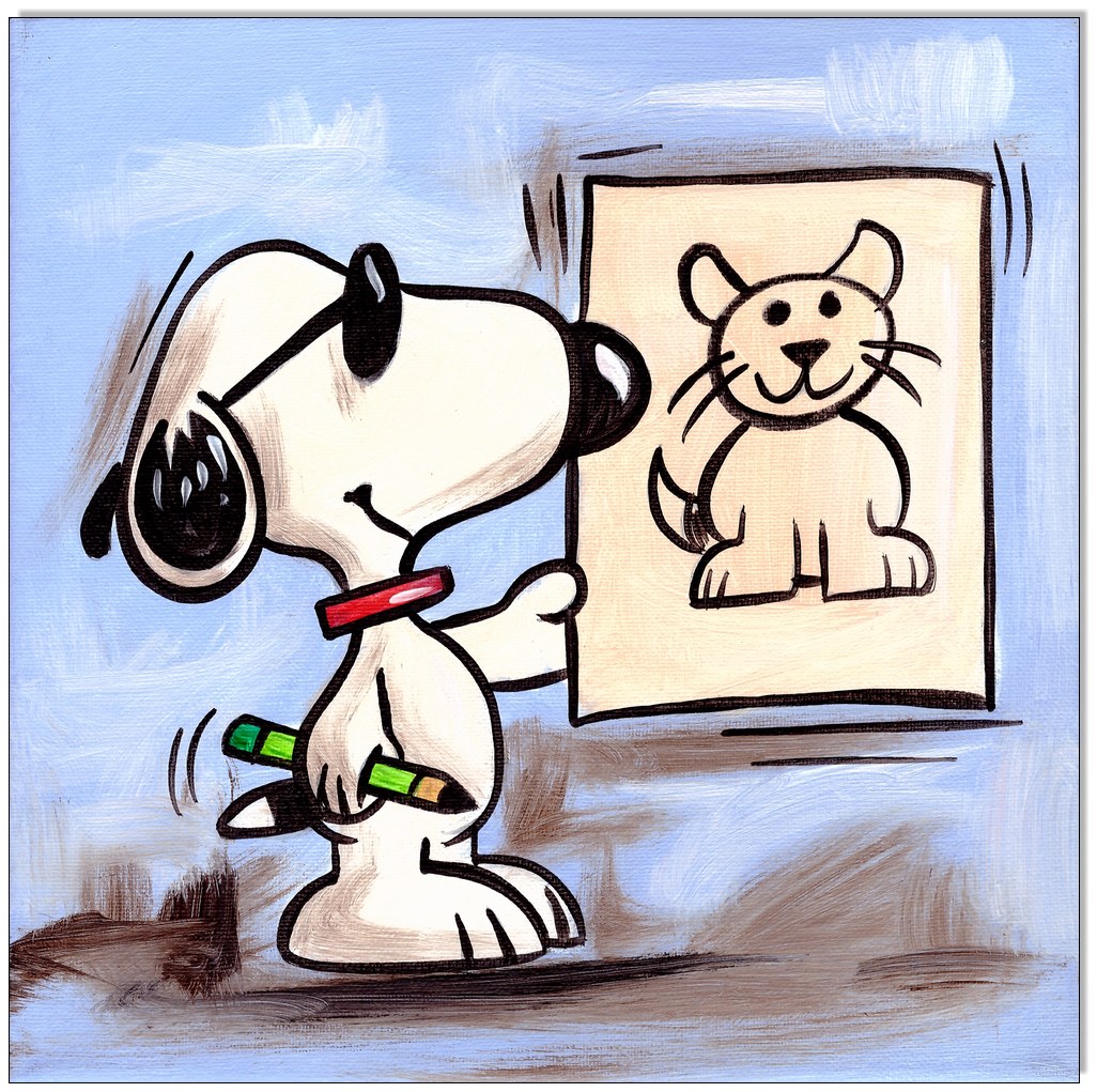 PEANUTS Snoopy has drawn a cat - 20 x 20 cm