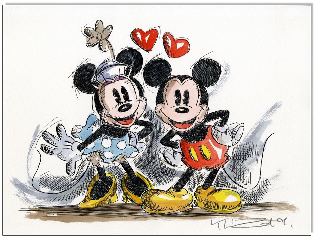 Mickey &amp; Minnie in love III - 24 x 32 cm