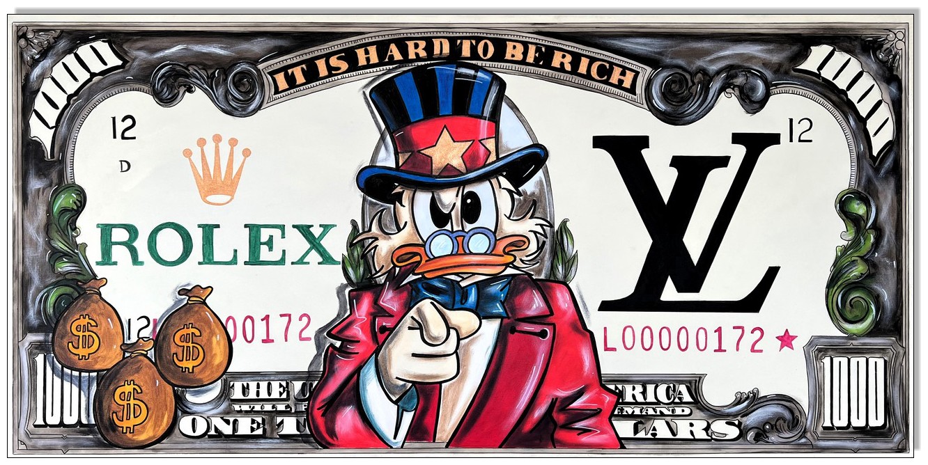 Dagobert Dollar IX: Dagobert Duck 1000 Dollar Bill - 60 x 120 cm