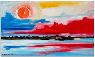 Föhr: Blick auf Wyk Abendlicht - 25 x 50 cm