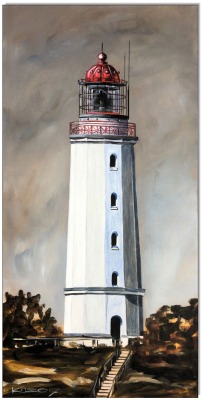 Leuchtturm Dornbusch Hiddensee - 30 x 60 cm - Original Acrylgemälde auf Leinwand/ Keilrahmen -