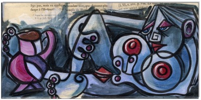 Picasso Style Erotic Art 15 - 15 x 30 cm - Original Acrylgemälde und Collage auf Leinwand/
