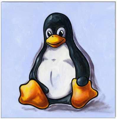 Linux TUX Pinguin- 40 x 40 cm - Original Acrylgemälde auf Leinwand/ Keilrahmen - Artikelnummer 0004