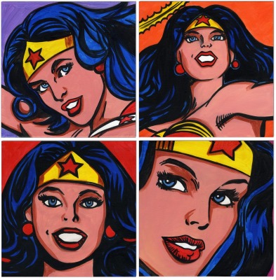 Wonder Woman - 4 Bilder 30 x 30 cm - Original Acrylgemälde auf Leinwand/ Keilrahmen -
