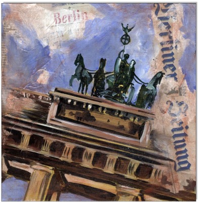 Berlin Brandenburger Tor - 30 x 30 cm - Original Acrylgemälde und Collage auf Leinwand/ Keilrahmen