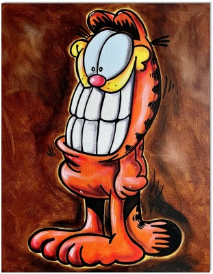 Grimaced Garfield - 40 x 50 cm - Original Acrylgemälde auf Leinwand/ Keilrahmen - Artikelnummer 000