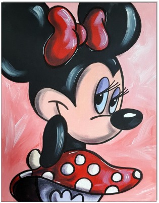 Minnie Mouse - 40 x 50 cm - Original Acrylgemälde auf Leinwand/ Keilrahmen - Artikelnummer 00105