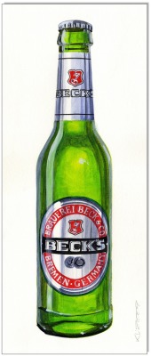 Becks Bottle Art - 21 x 50 cm - Original Acryl auf Acrylmalpapier - Artikelnummer 00111