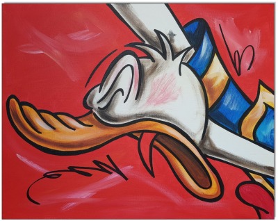 Donald Duck in Rage IX - 40 x 50 cm - Original Acrylgemälde auf Leinwand/ Keilrahmen -