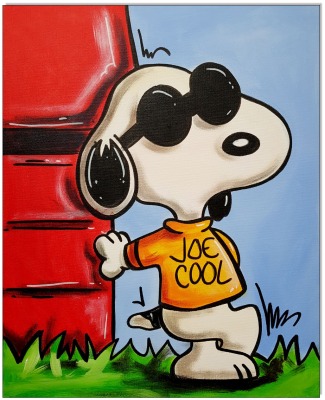 PEANUTS Snoopy Joe Cool - 40 x 50 cm - Original Acrylgemälde auf Leinwand/ Keilrahmen -