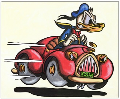 Donald Duck- The Race - 50 x 60 cm - Original Acrylgemälde auf Leinwand/ Keilrahmen - Artikelnummer