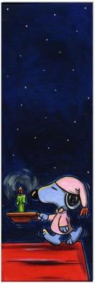 PEANUTS Good night Snoopy - 20 x 60 cm - Original Acrylgemälde auf Leinwand/ Keilrahmen -