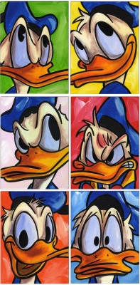 Donald Duck FACES III - 6 Bilder 18 x 24 cm - Original Acrylgemälde auf Leinwand/ Keilrahmen -