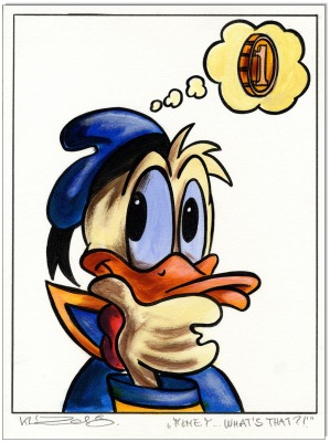 Donald Duck: Money... whats that - 30 x 40 cm - Original Acryl auf Acrylmalpapier - Artikelnummer 0