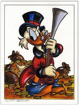 Dagobert Duck: The Guard II - 30 x 40 cm - Original Acryl auf Acrylmalpapier - Artikelnummer 00170