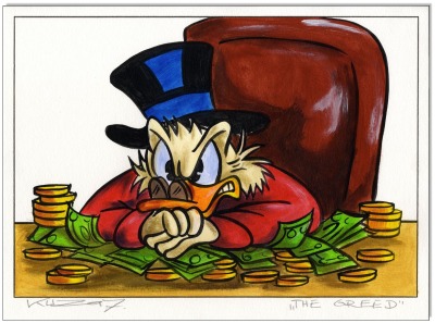 Dagobert Duck: The GREED - 30 x 40 cm - Original Acryl auf Acrylmalpapier - Artikelnummer 00223