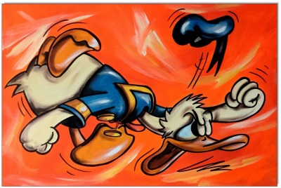 Donald Duck in Rage VIII - 40 x 60 cm - Original Acrylgemälde auf Leinwand/ Keilrahmen -