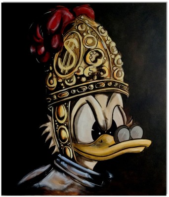 Dagobert Duck Golden helmet - 50 x 60 cm - Original Acrylgemälde auf Leinwand/ Keilrahmen -