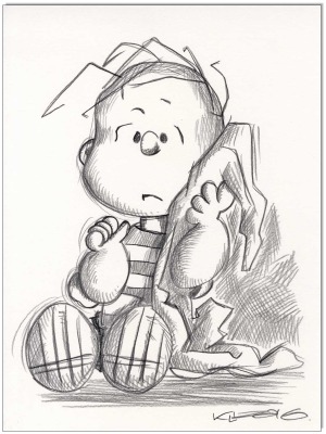 PEANUTS Linus van Pelt - 24 x 32 cm - Original Kreidezeichnung auf Zeichenkarton - Artikelnummer 002