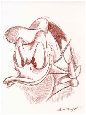Donald Duck - 24 x 32 cm - Original Rötelzeichnung auf Zeichenkarton - Artikelnummer 00286