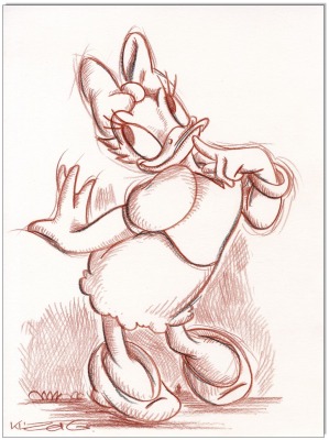 Daisy Duck II - 24 x 32 cm - Original Rötelzeichnung auf Zeichenkarton - Artikelnummer 00295
