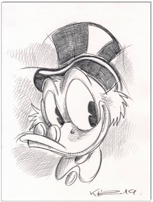 Dagobert Duck - 24 x 32 cm - Original Kreidezeichnung auf Zeichenkarton - Artikelnummer 00297