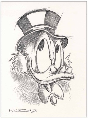 Dagobert Duck - 24 x 32 cm - Original Kreidezeichnung auf Zeichenkarton - Artikelnummer 00306