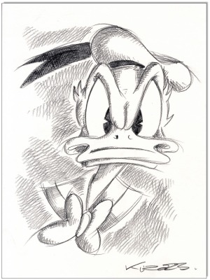 Donald Duck Angry Donald - 24 x 32 cm - Original Kreidezeichnung auf Zeichenkarton - Artikelnummer 0