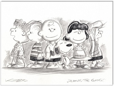 PEANUTS The Gang - 24 x 32 cm - Original Kreidezeichnung auf Zeichenkarton - Artikelnummer 00325