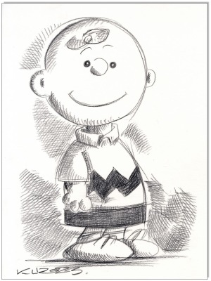 PEANUTS Charlie Brown - 24 x 32 cm - Original Kreidezeichnung auf Zeichenkarton - Artikelnummer 0033