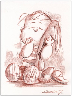PEANUTS Linus van Pelt - 24 x 32 cm - Original Rötelzeichnung auf Zeichenkarton - Artikelnummer 003