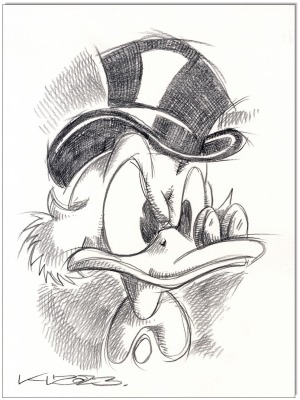 Dagobert Duck Faces - 24 x 32 cm - Original Kreidezeichnung auf Zeichenkarton - Artikelnummer 00342