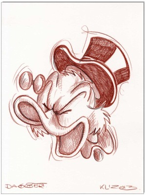Dagobert Duck - 24 x 32 cm - Original Rötelzeichnung auf Zeichenkarton - Artikelnummer 00344