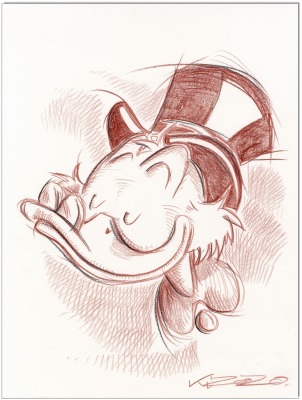 Dagobert Duck - 24 x 32 cm - Original Rötelzeichnung auf Zeichenkarton - Artikelnummer 00345